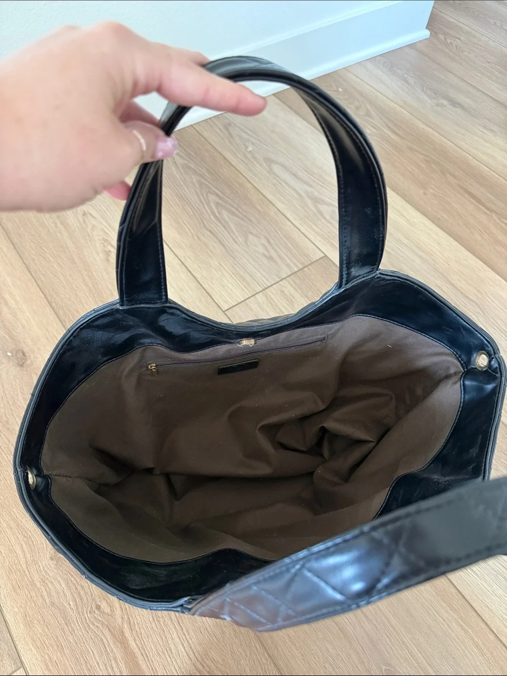 Black Quilted Tote Bag